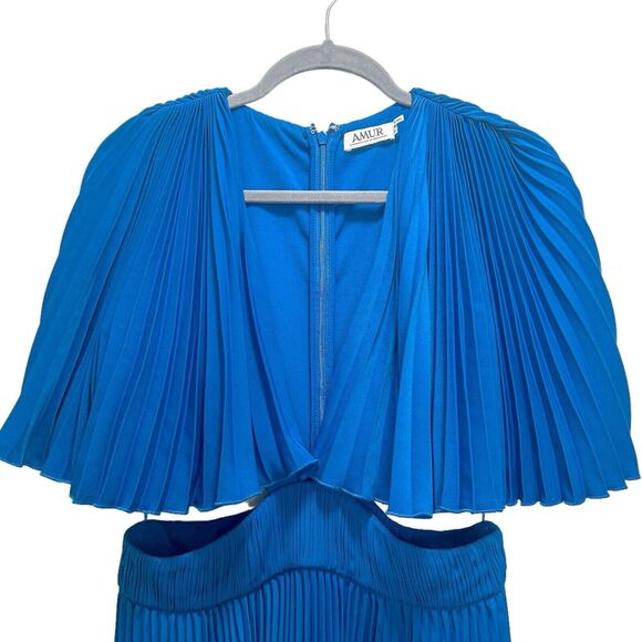 Amur Dara Pleated Cut-Out Midi Dress in Ocean Blue Size 10 - Picture 8 of 12